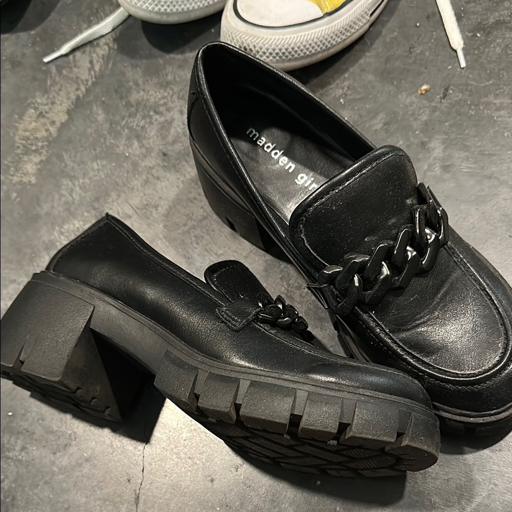 Madden Girl Black Chunky Loafers